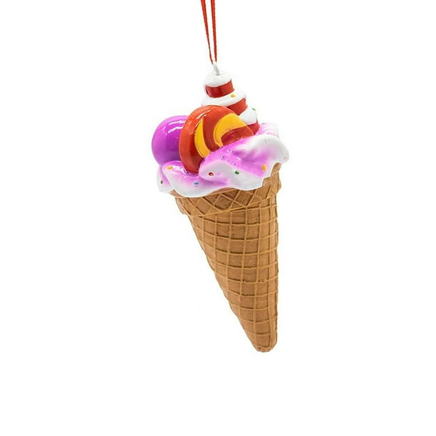 Adorno de cono de helado para colgar en el árbol de Navidad, colgante de resina para Navidad. Púrpura