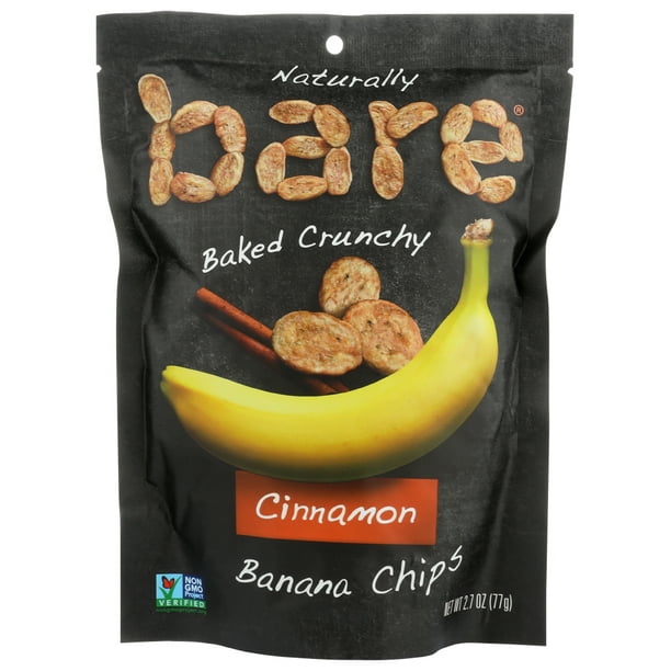 (12 Pack) Bare Food Baked Crunchy Cinnamon Banana Chips, 2.7 Oz