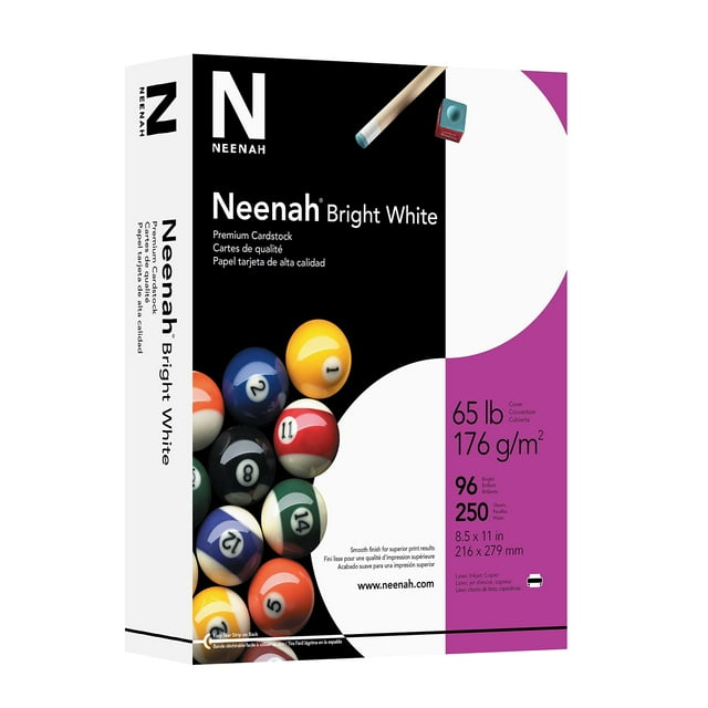 Cartulina Neenah Bright White 96 Bright, 250 hojas, 8,5 x 11