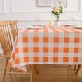 thumbnail image 5 of Fall Orange Gingham Tablecloth Plaid Checkered Oblong Tablecloth 60 X 84 - Rectangle Orange and White Polyester Fabric Table Cover Reusable Water Resistant for Autumn Thanksgiving Kitchen Outdoor, 5 of 8