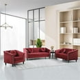 thumbnail image 2 of Pemberly Row 3 Pcs Red Microfiber Living Room Set Modern Velvet Sofa Set pillow, 2 of 9