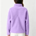 thumbnail image 5 of Caywon Cozy Women's Half Zip Fleece Sweatshirt with Stand Collar and Kangaroo Pocket, Loose Fit Long Sleeve Pullover for Fall and Winter, 5 of 7