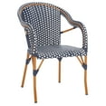 thumbnail image 4 of SAFAVIEH California Coastal Outdoor Patio Armchair with Faux Wicker, Navy/White (Set of 2), 4 of 12