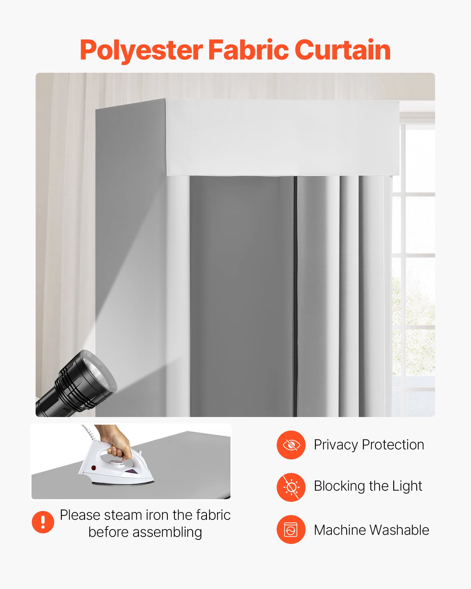 VEVOR Fitting Room, Dressing Room with Thick Polyester Curtains, Privacy Space with Shading Curtain and a Hook, for Boutique, Mall, Tailor's Store & Outdoor 39 x 39 x 78 in (Black and Gray-White)
