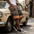 thumbnail image 4 of Men Block Gradient Print Corduroy Cargo Shorts Drawstring Elastic Waist Multi Pockets Knee Length Casual Shorts For Summer Outdoor Hiking Camping Vacation, 4 of 6