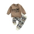 thumbnail image 2 of 2Pcs Toddler Baby Boy Western Clothes 6M 12M 18M 24M 3Y Cow Print  Pullover Sweatshirt Tops+Jogger Pants Fall Winter Outfits, 2 of 10