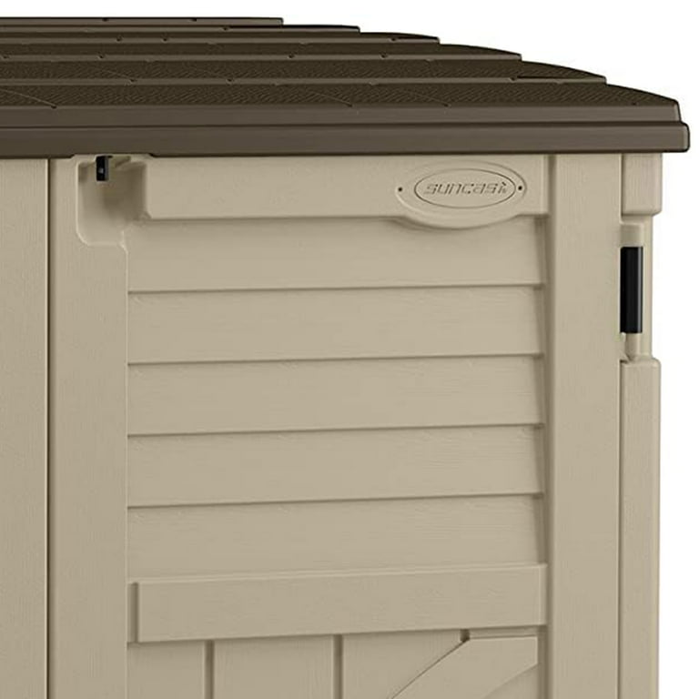tan Suncast 34 cu. ft. All-Weather Resin Horizontal Outdoor Storage