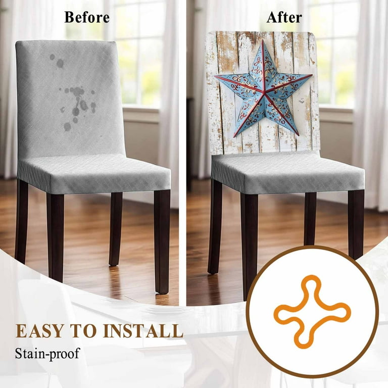 Blue Western Star Chair Covers Set of Independence Day Chair