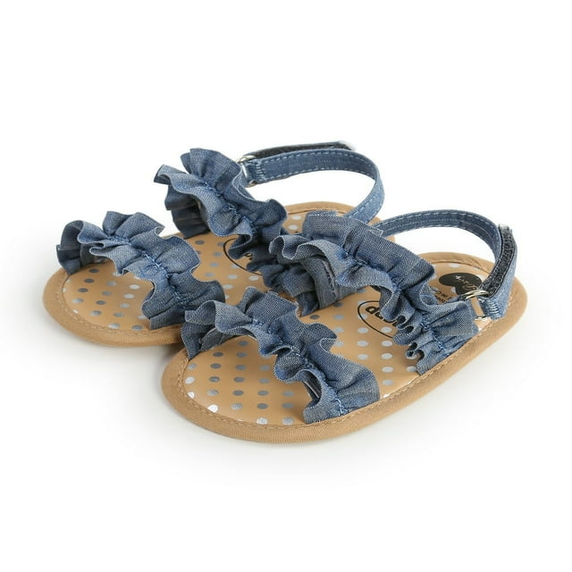 Baby Girls Summer Sandals Anti-Slip Soft Sole Ruffle Flat Shoes