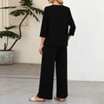 thumbnail image 3 of 2 Piece Sets for Women Summer Wide Leg Pants and V Neck Three Quarter Sleeve Shirt Airport Beach Vacation Clothes, 3 of 5