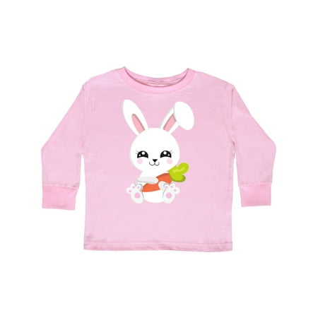 

Inktastic Cute Bunny White Bunny Bunny With Carrot Rabbit Gift Toddler Boy or Toddler Girl Long Sleeve T-Shirt
