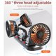 thumbnail image 5 of Admirador Ventilador de coche de 3 cabezales Ventilador de refrigeración portátil para vehículos 2 velocidades Rotación de 360° Bajo nivel de ruido con caja de aromaterapia oculta Placa de número de, 5 of 8