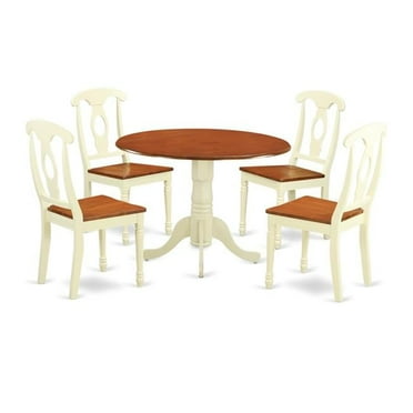 Dining Set - Table & 4 Chairs, Buttermilk & Cherry - 5 Piece