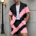 thumbnail image 2 of IWRICH Men's Short Sleeve Suit Sets Tie-Dye Formal Blazer Jacket and Shorts Wedding Party Business Casual Attire 09-Black XL, 2 of 4