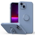 thumbnail image 1 of Funda de color sencillo para iPhone 14 Plus con soporte de anillo, placa metálica para carga magnética, diseño antigolpes y soporte giratorio de 360 grados., 1 of 5