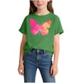 thumbnail image 2 of Spazoro Girls Graphic T-Shirts Tee, Cotton Butterfly Print Crew Neck Short Sleeve Casual Tops for Kids Green Size 12-14, 2 of 7
