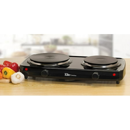 Elite Gourmet - Electric Double Cast Burner - Black