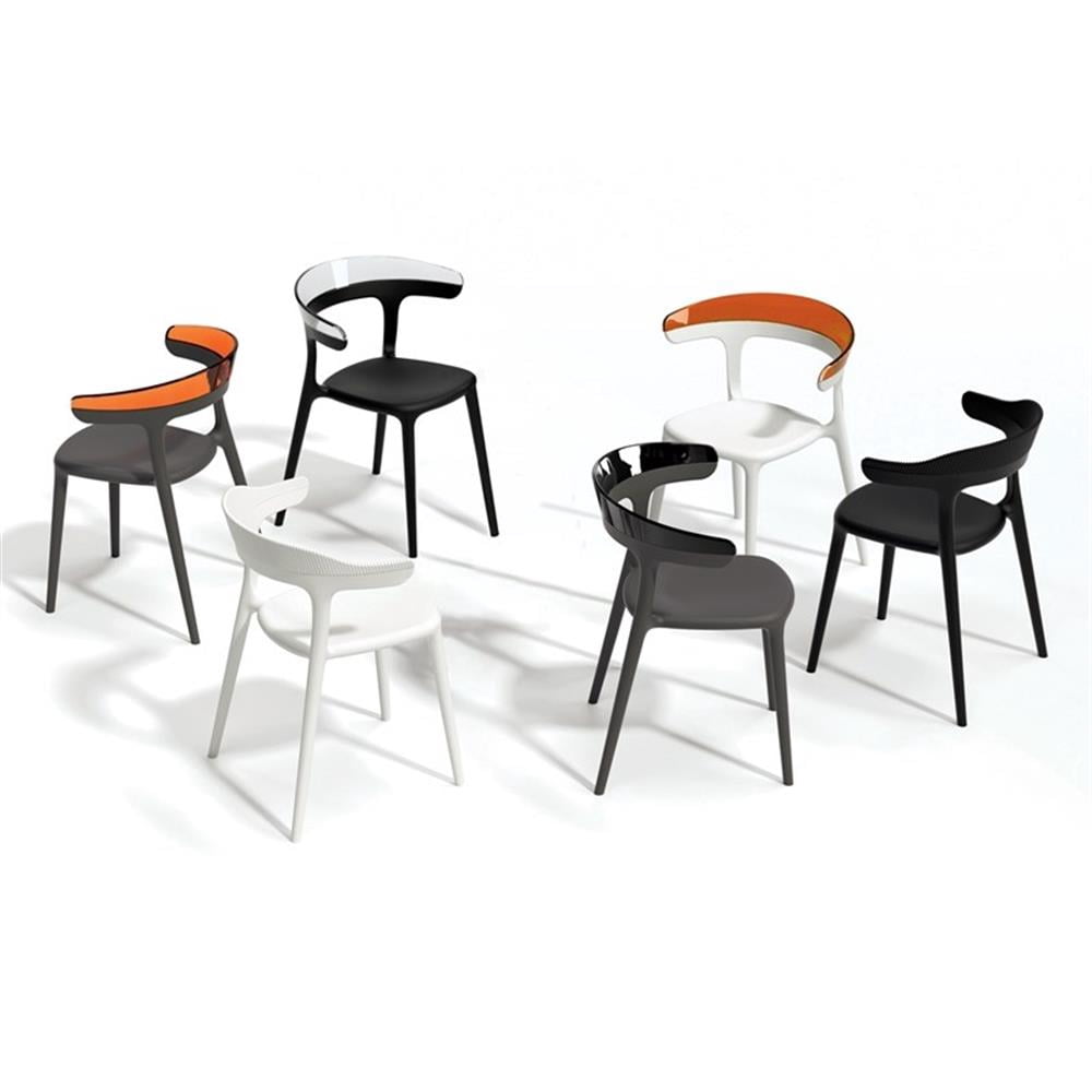 Omax Decor Mia Resin Patio Dining Chair in Black and Orange - (Set of 2)