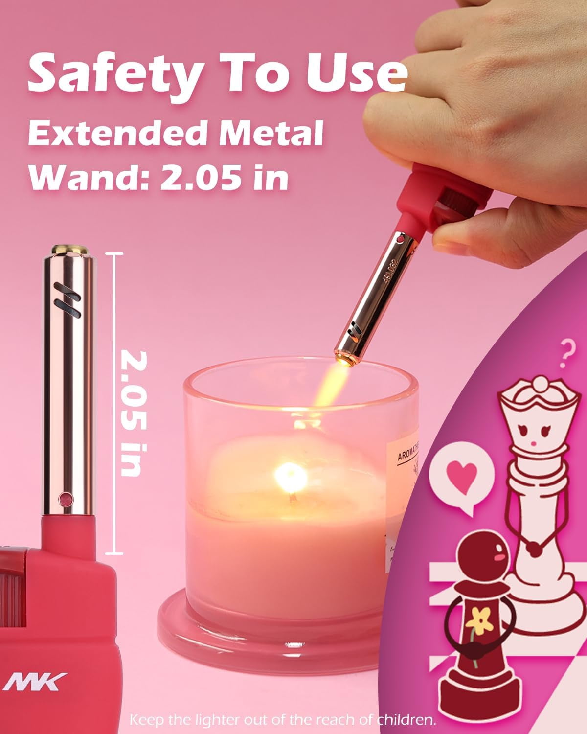 MK Candle Lighter, Butane Refillable Wind-Resistant Flame, 4-Pack for BBQ, Camping, Outdoor Use (Polar Love-5PC)