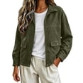 thumbnail image 5 of Enjoytime Lightweight Jacket Women Fall Winter Lapel Collar Zip Up Cropped Coat Casual Trendy Long Sleeve Outerwear, 5 of 7