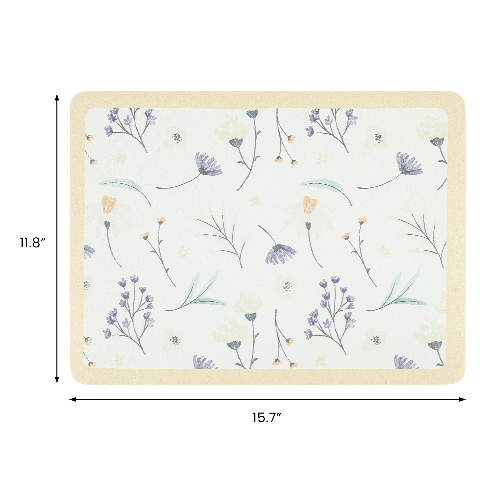 Unique Bargains Floral Quick Dry Dish Drying Mats for Kitchen Light Orange 15.7*11.8 inch