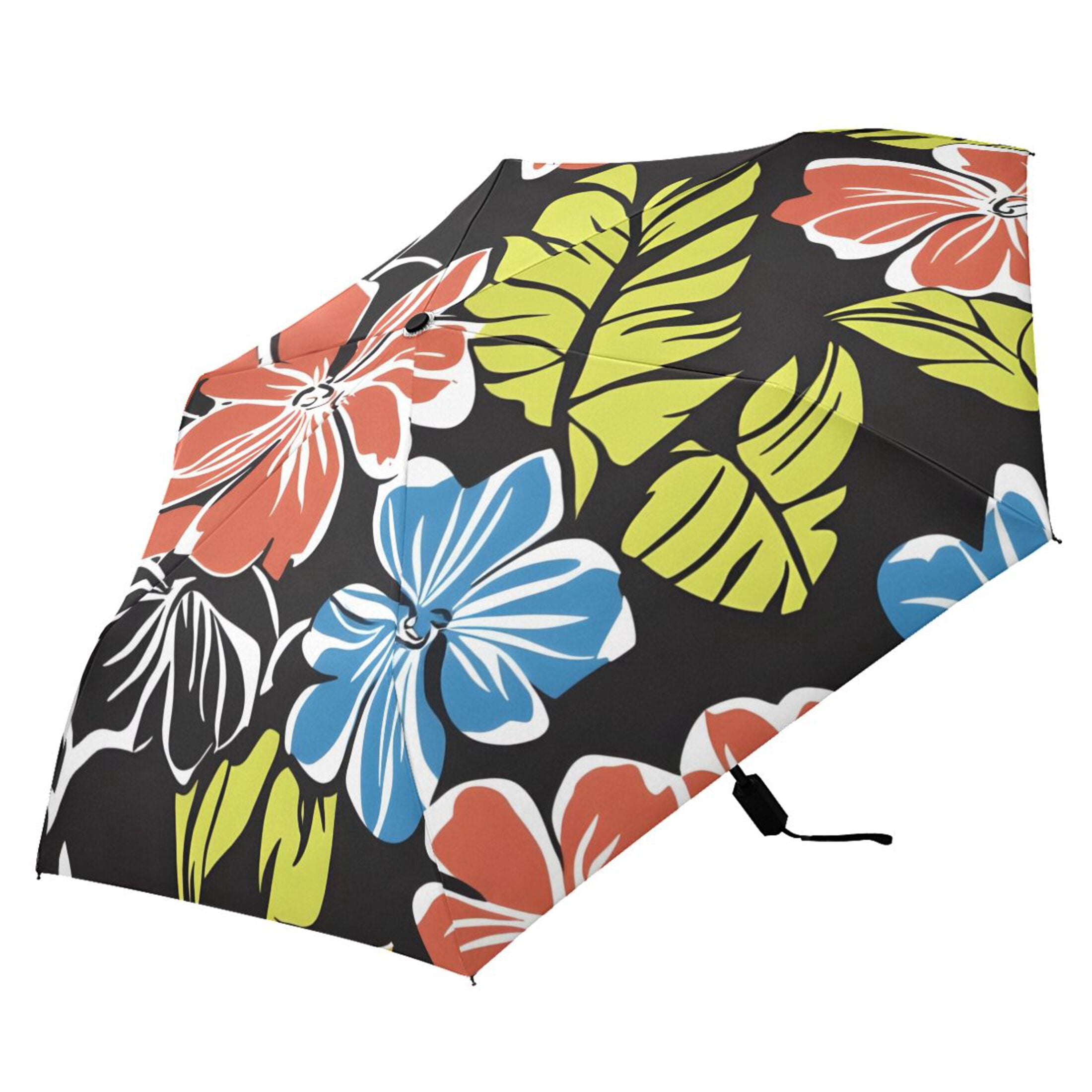 ALAZA Elegant Tropical Flower-t7 UPF 50+ Compact Folding Umbrella for Rain Travel Umbrella Packable