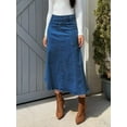 thumbnail image 3 of Women's High Waist Denim Maxi Skirt, A-Line Fit, Classic Blue, Ankle Length (US, Alpha, Medium, Regular, Regular, Blue), 3 of 4