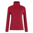 thumbnail image 4 of zaveiop Women's Long Sleeve Casual Lightweight Turtleneck Top Slim Fit Thermal Active Layer Shirts (Z-Red, XL), 4 of 5