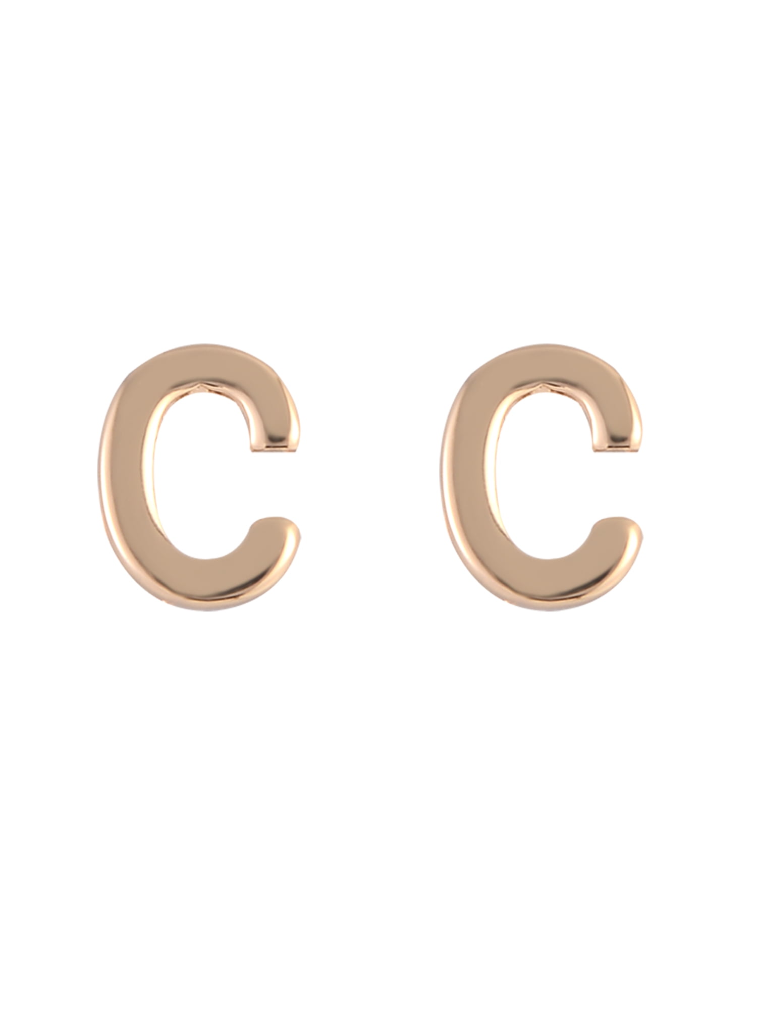 Time and Tru Goldtone 5pc Crystal Studs Hoop Initial "C"Earring Set