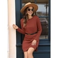 thumbnail image 6 of Dresses for Women Casual Long Sleeve Cozy Tshirt Dress Fashion Fall Outfits Brick Red L, 6 of 8