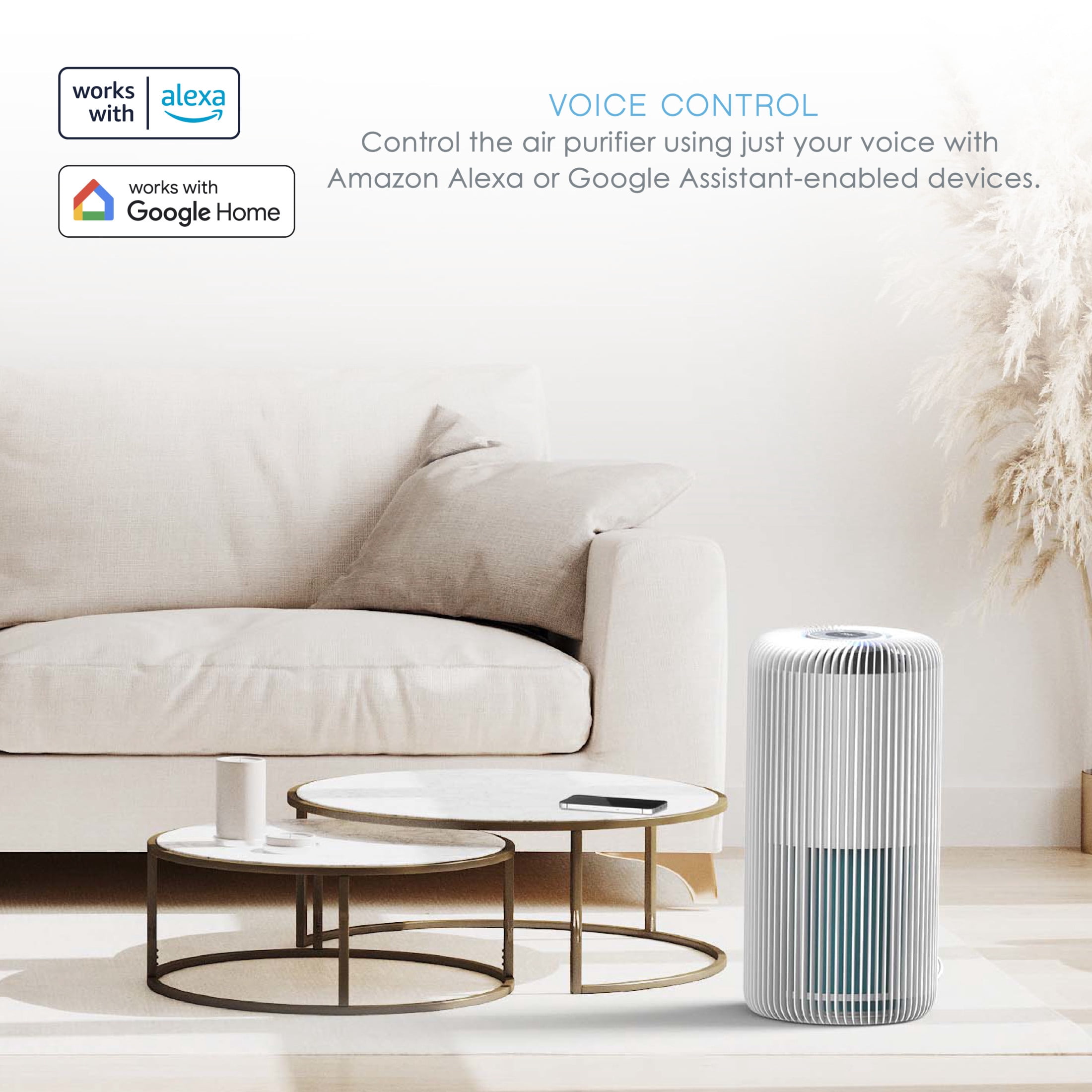 Pure Enrichment Smart 5-in-1 True HEPA Air Purifier with UV-C Light and App Control