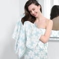 thumbnail image 4 of Juego de toallas de baño Jacquotha, algodón, estampado floral, jacquard, azul aguamarina, x2, 4 of 8