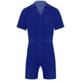 thumbnail image 3 of Sxiwei Men's Short Sleeve One Piece Turn-down Collar Zip-Front Overall with Pocket Jumpsuit Royal Blue M, 3 of 6
