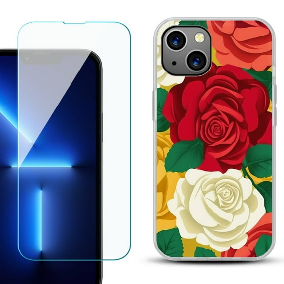 OneToughShield ® for iPhone 15 Plus Shockproof Phone Case, with Tempered Glass Screen Protector - Radiant Rose