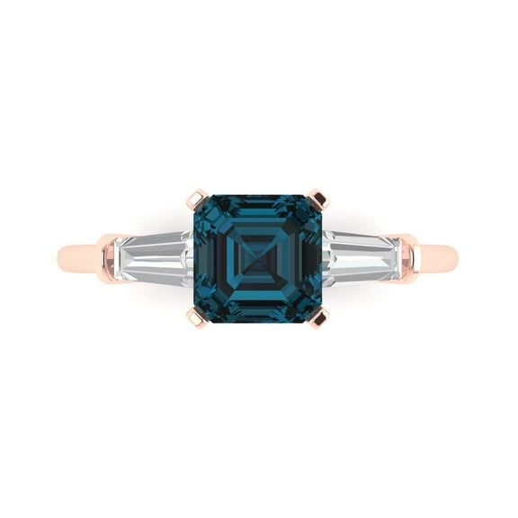 Clara Pucci 14K Rose Gold 1.62ct LondonBlueTopaz Three-Stone Ring for Women