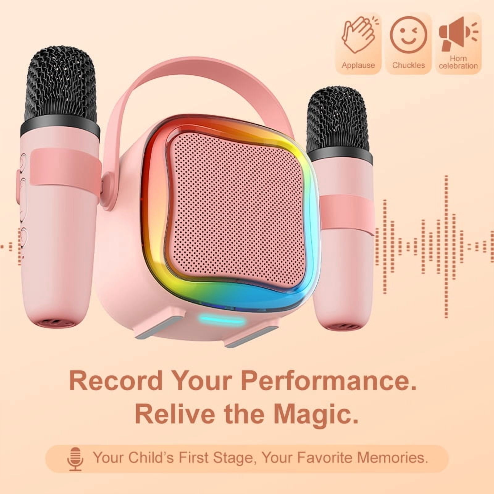 XAXRE Mini Karaoke Machine ,Christmas Birthday Gifts, Portable Bluetooth Speaker with 2 Wireless Karaoke Microphones Player