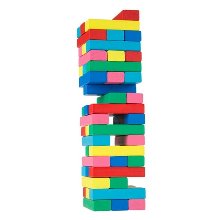 Classic Wooden Blocks Stacking Game with Colored Wood and Carrying Bag for Indoor and Outdoor Play for Adults, Kids, Boys and Girls by Hey! (Best Wood For Giant Jenga)