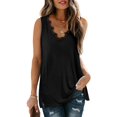 thumbnail image 2 of Womens Tank Tops V Neck Lace Side Split Summer Sleeveless Tops, 2 of 5