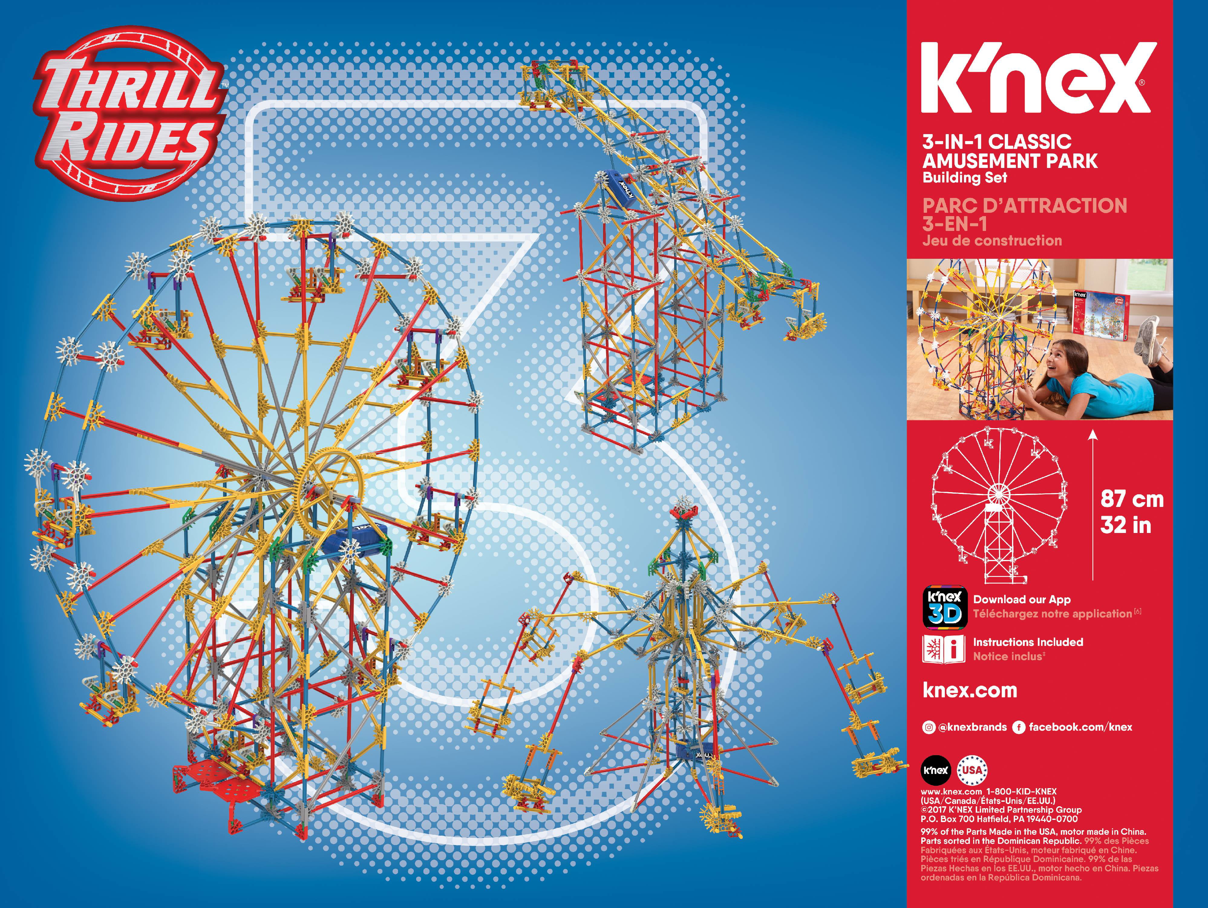 K'NEX 17035 3 in 1 Classic Amusement Park Building Set 744 Pcs for sale online 