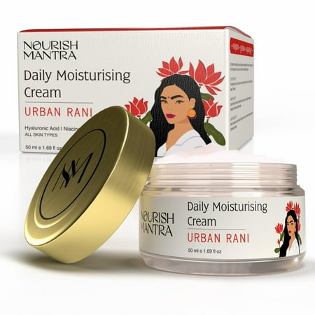 Nourish Mantra Urban Rani Daily Moisturizing Cream/ Face Cream Made With Hyaluronic Acid, Niacinamide & Sea Buckthorn| For All Skin Types/ Hydrates, Nourishes Skin & Improves Skin Texture 50ml