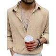 thumbnail image 3 of Franhais Long Sleeve Shirts Fall Casual Fashion Shirt Lapel Collar Solid Color Tops, 3 of 4