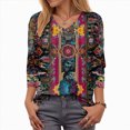 thumbnail image 4 of Towmus Womens Blouses Boho Floral Printed 3/4 Sleeve Shirts Business Work Shirt Dressy Casual Loose Tops, 4 of 5
