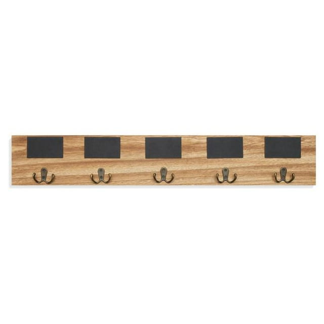Danya B BR181022 Rustic Wall Mount Entryway Coat Rack with 5 Metal Double Hooks & Chalkboard Tags