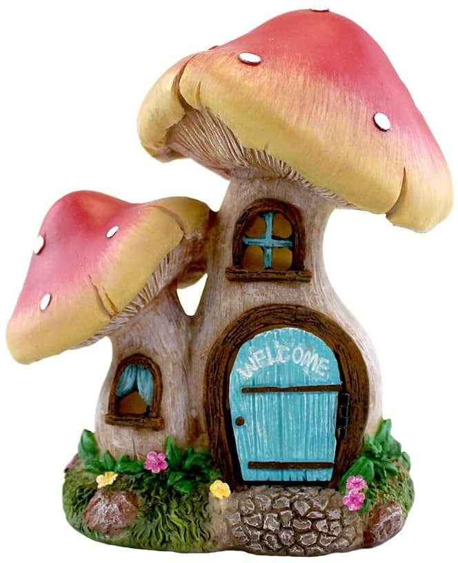 FAIRY GARDEN FUN Hedgehogs with Mushrooms Miniature Dollhouse Figurine 
