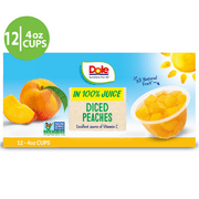 Dole Fruit Bowls Diced Peaches in 100% Fruit Juice, 4 oz (12 Cups)