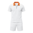 thumbnail image 4 of JAJAHO Mens Summer Short Sleeve Shirt And Shorts Set Comfortable Casual Wear Textured Loose Fit Polo Shirts Shorts 2 Piece Cozy Outfit, 4 of 4