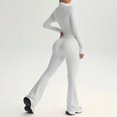 thumbnail image 5 of WULMLEO Athletic Sets for Women Solid Color Zip Up Track Jacket And Flared Bell Bottom Pants Gym Yoga Workout Outfits Light Gray L, 5 of 9