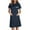 Navy, variant on Scrub Dresses for Women Casual Solid Color Short Sleeve Nurse Working Uniform Dress with Pocket Stretchy V-Neck Workwear