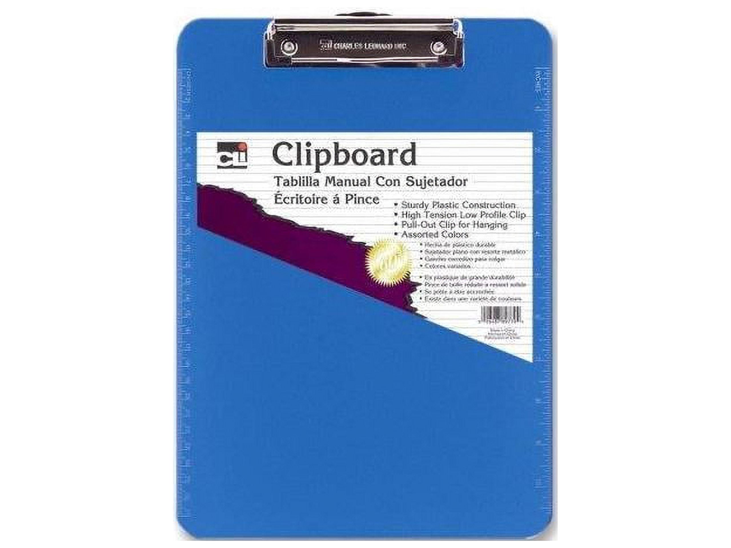 CLI Rubber Grip Plastic Clipboards - 8 1/2" x 11" - Low-profile - Plastic - Neon Blue - 1 Each