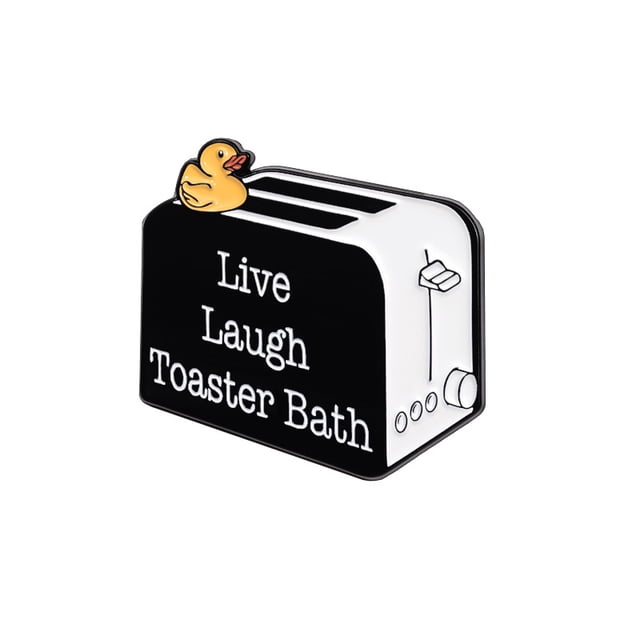 Tostadora con dibujos animados Brooch Pins con divertida cita «Live Laugh Toa»
